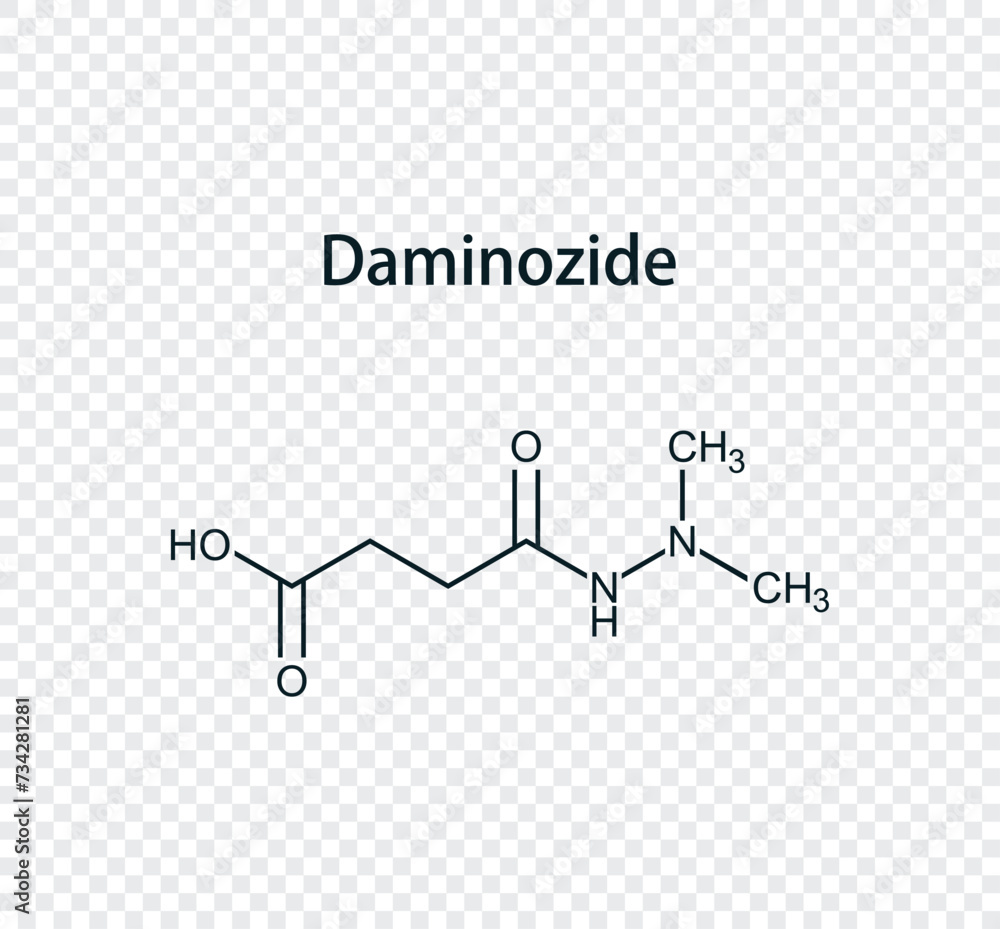 Chemical structure of daminozide. Vector illustration isolated on transparent background. Chemical structure of daminozide. Vector illustration isolated on transparent background.