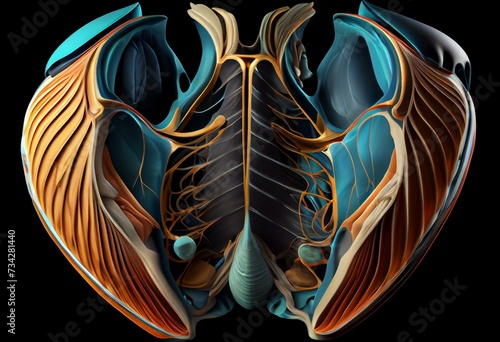 Innermost intercostal Muscle Anatomy For Medical Concept 3D. Generative AI