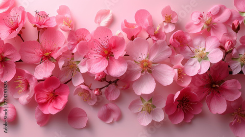 Elegant Cherry Blossoms Overlapping on Soft Pink Background