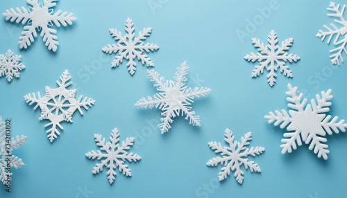 Winter snowflake decoration on blue background, a celebration of season generated by AI © Jeronimo Ramos