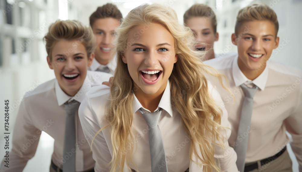 A successful team of professionals, smiling and looking at camera generated by AI A successful team of professionals, smiling and looking at camera generated by AI