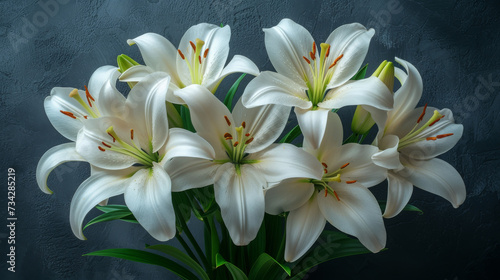 Fresh White Lilies Display  Vibrant Stamen  Artistic Floral Composition
