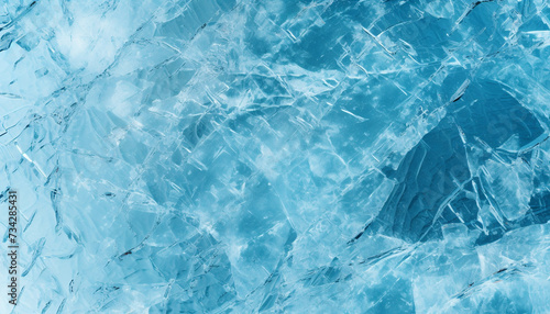 Abstract ice crystal pattern on blue background, reflecting vibrant colors generated by AI