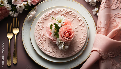 Freshness and elegance in a single flower bouquet decoration generated by AI