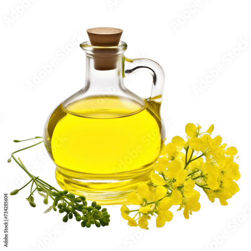 fresh raw organic canola oil in glass bowl png isolated on white background with clipping path. natural organic dripping serum herbal medicine rich of vitamins concept. selective focus