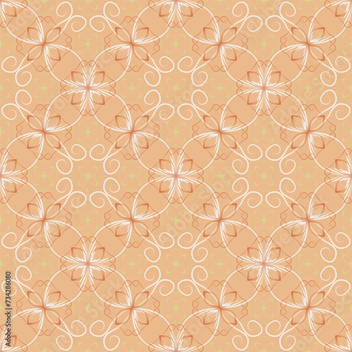 Modern art deco geometric floral vector seamless pattern. Fabric print design.