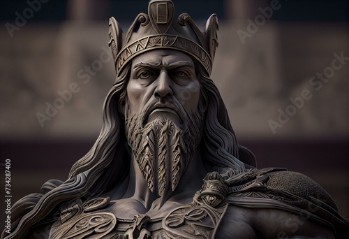 King Nebuchadnezzar's Dream Statue (Daniel's Prophecies) Front View 3D Illustration. Generative AI