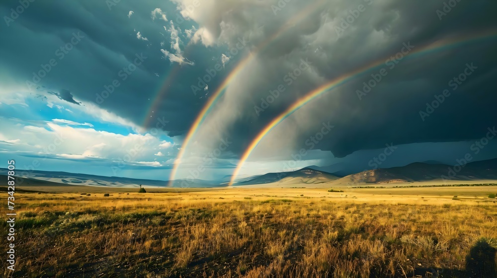 a couple of rainbows that are in the sky a couple of rainbows that are in the sky