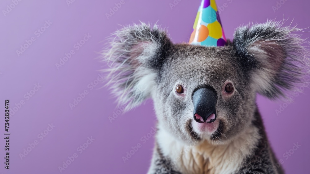 Koala with birthday hat generative ai Koala with birthday hat generative ai