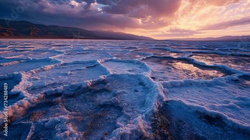 a large body of water with ice on it