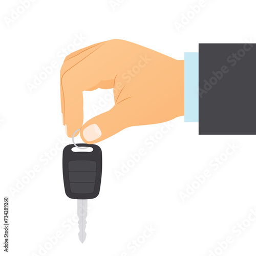 male hand holding car key - vector illustration