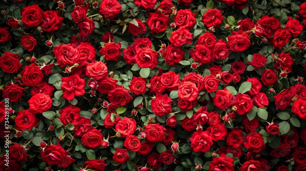 Natural background of red roses, generative ai Natural background of red roses, generative ai
