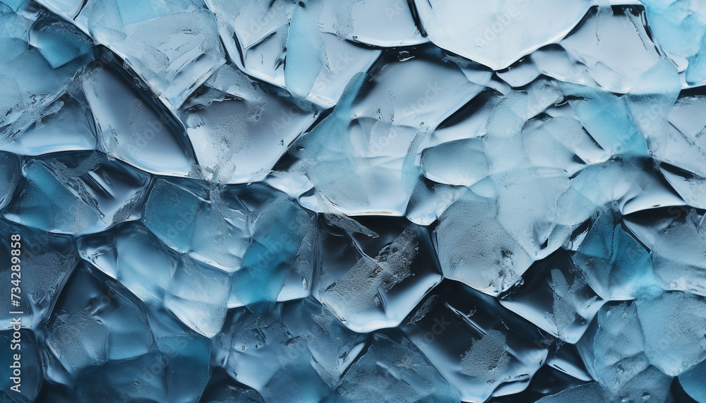 Fototapeta premium Abstract ice crystal pattern on transparent glass backdrop generated by AI