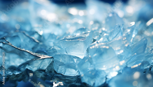 Shiny ice crystal, nature gemstone, frozen in vibrant winter generated by AI