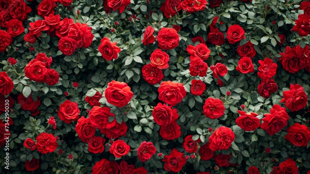 Natural background of red roses, generative ai Natural background of red roses, generative ai