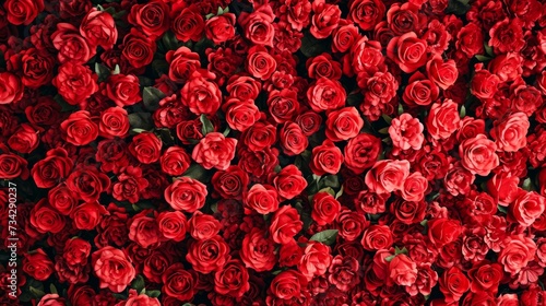 Natural background of red roses, generative ai #734290237