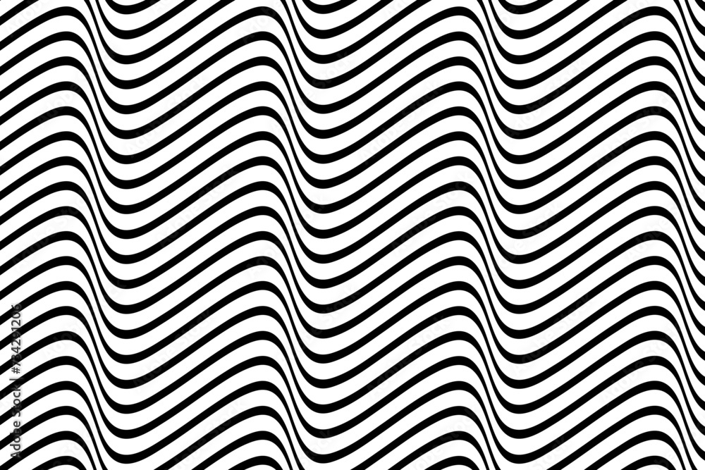 Simple abstract background. Vector illustration with optical illusion, op art, wavy effect.