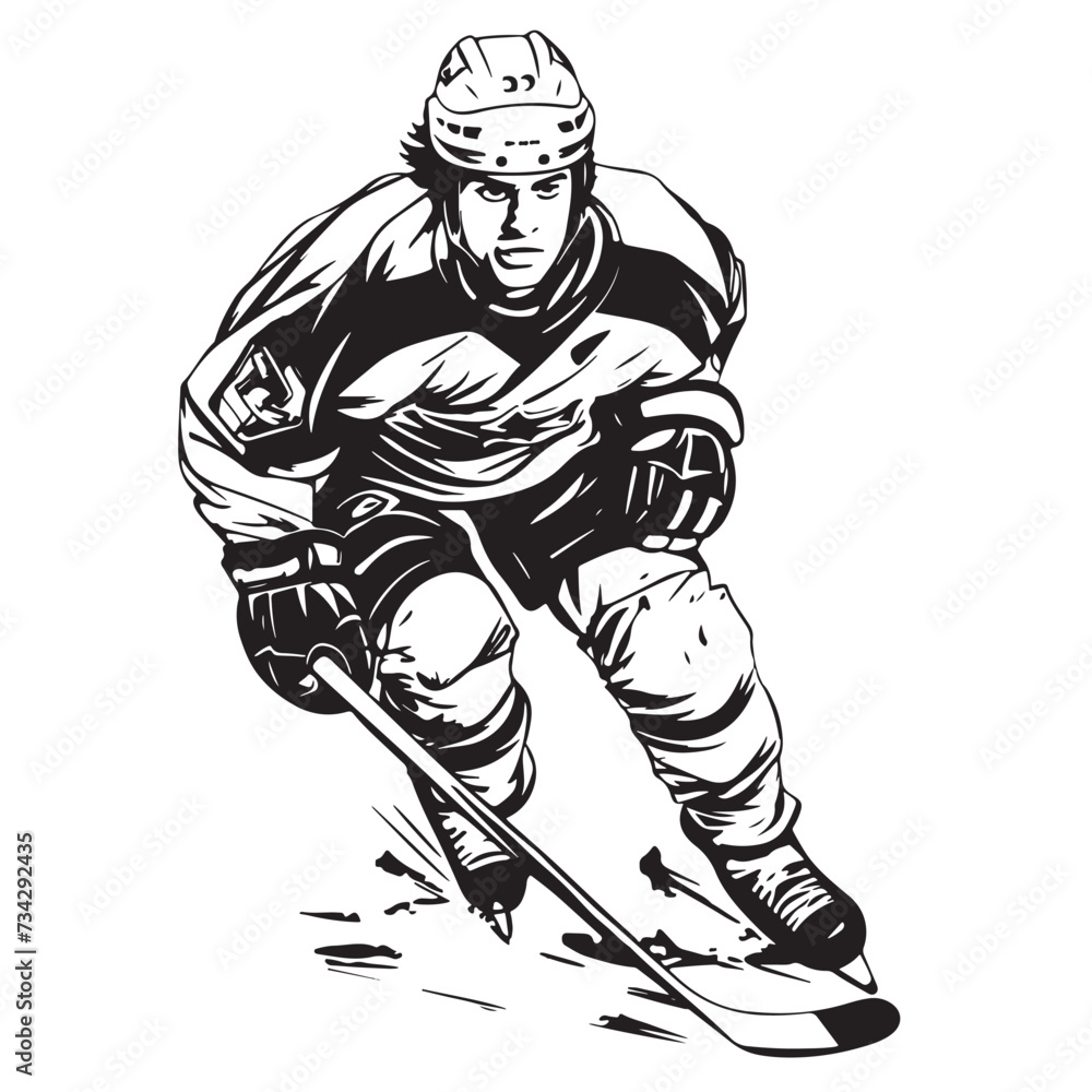 Obraz premium Hockey Player Drawing Vector