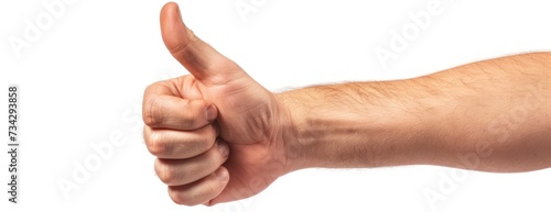 A photo of a mans hand or palm giving a thumbs up sign, indicating a positive response or approval.