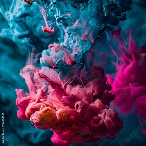 a mixture of colored ink in water
