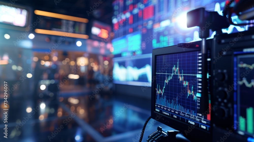 snapshot of a financial news program in which market trends are analyzed. generative ai snapshot of a financial news program in which market trends are analyzed. generative ai