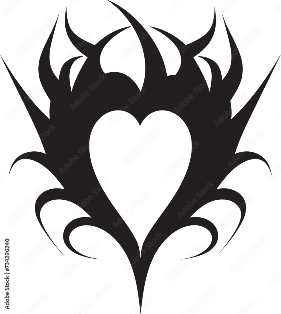 Elegant Black Heart Refined Black Vector Graphic Design with Decorative Elements Intricate Heart Silhouette Elegant Black Vector Graphic Design with Abstract Elements