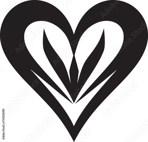 Shadowed Serenade Minimalistic Abstract Black Heart Design Sable Sonata Refined Black Heart Shape Vector
