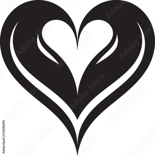 Sable Sonata Refined Black Heart Shape Vector Dark Whisper Sophisticated Abstract Black Heart Icon