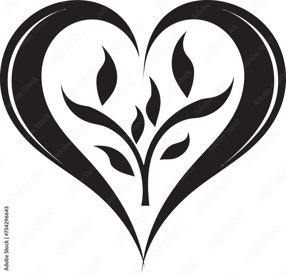Obraz premium Delicate Black Heart Intricate Vector Symbol Abstract Love Symbol Elegant Decorative Design
