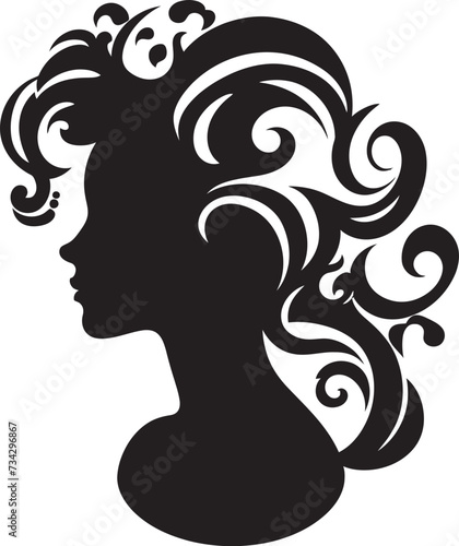 Sleek Shadow Portrait Minimalistic Abstract Woman Face Vector Graphic Shadowed Elegance Abstract Woman Face Vector Design in Noir