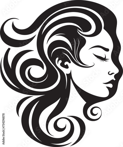 Gothic Grace Chic Black Woman Face Vector Graphic Enigma Expression Elegant Abstract Woman Face Vector Symbol