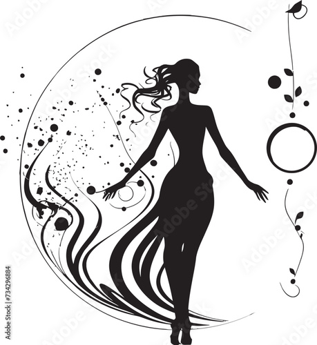 Silhouette Sonata Refined Abstract Woman Face Vector Element Mystic Noir Gaze Sophisticated Vector Design of Black Woman Face