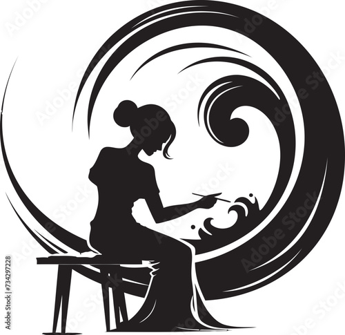 Midnight Serenade Chic Black Woman Face Vector Design with Abstract Embellishments Shadowed Symphony Elegant Abstract Woman Face Vector Graphic with Noir Touches