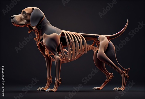 3d rendered medically accurate illustration of the dog skeleton. Generative AI