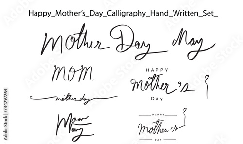 Group set collection mother's day mom may female woman black dark calligraphy hand written vector illustration family child daughter text font child abstract beautiful parent spring lifestyle mom art