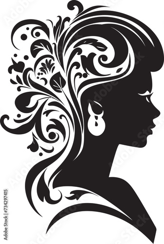 Gothic Grace Stylish Vector Graphics of Black Woman Face in Abstract Presentation Noir Nectar Elegant Black Woman Face Vector Element with Abstract Embellishments