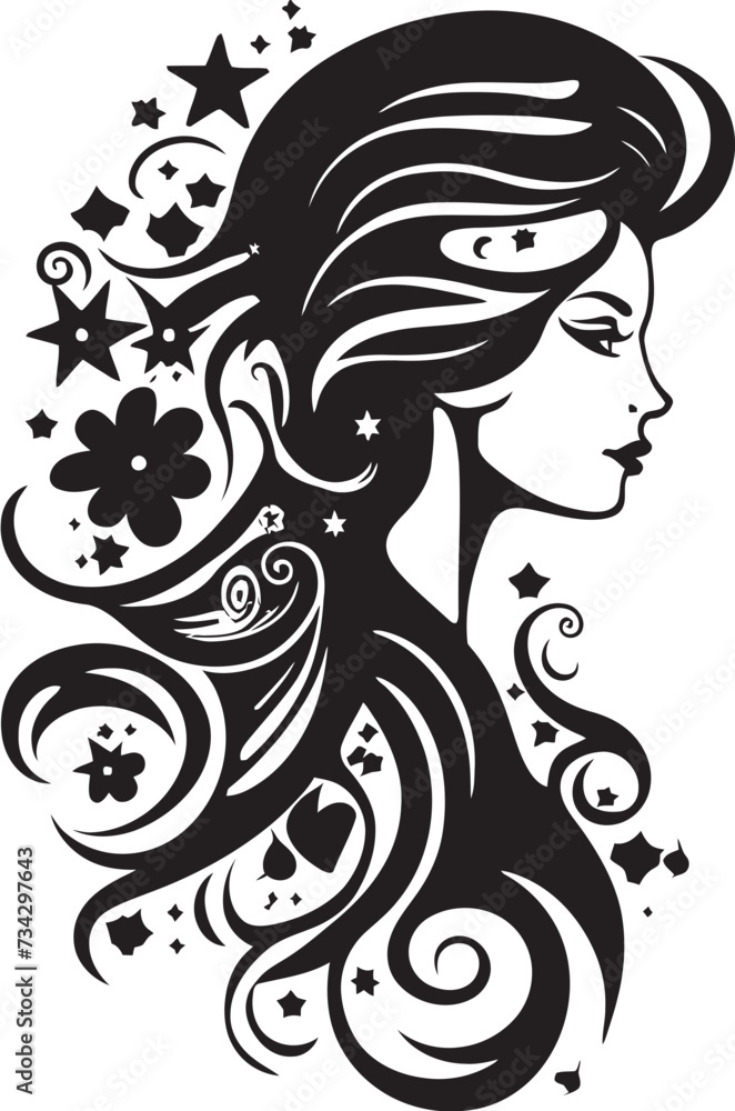 Dark Reflections Contemporary Vector Graphics of Black Woman Face Silhouette Serenade Refined Abstract Woman Face Vector Element
