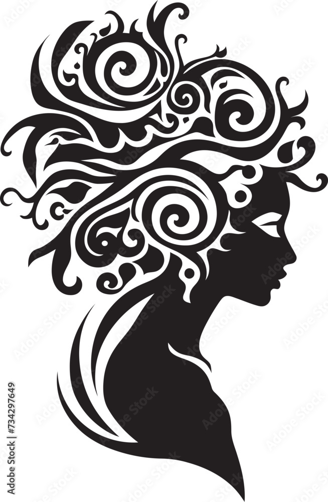 Noir Nectar Stylish Vector Design of Black Woman Face Midnight Muse Minimalistic Black Woman Face Vector Icon