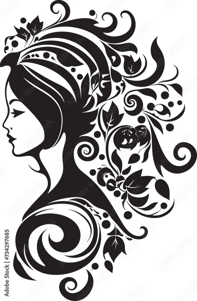 Silent Silhouette Elegant Abstract Woman Face Vector Graphic Mystic Noir Muse Contemporary Vector Graphics of Black Woman Face