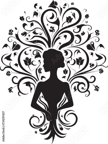 Shadowed Elegance Stylish Abstract Woman Face Vector Art Nocturnal Noir Minimalistic Black Woman Face Icon © BABBAN