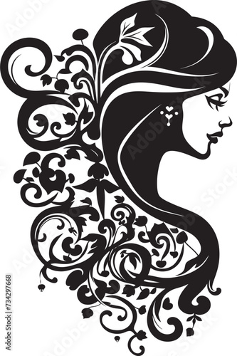 Obsidian Essence Elegant Abstract Woman Face Vector Symbol Silent Silhouette Contemporary Vector Graphics of Black Woman Face