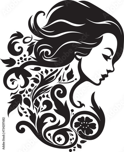 Obsidian Essence Chic Black Woman Face Vector Graphic Silent Silhouette Elegant Abstract Woman Face Vector Graphic