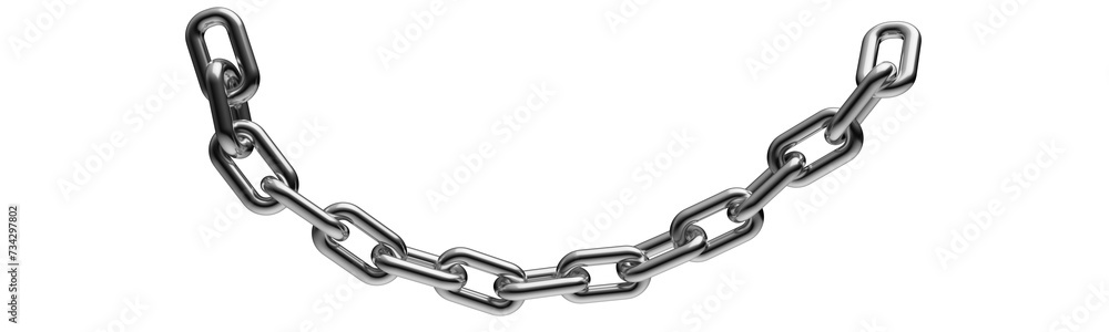 Obraz premium Silver chain isolated on a transparent background. 3D render.