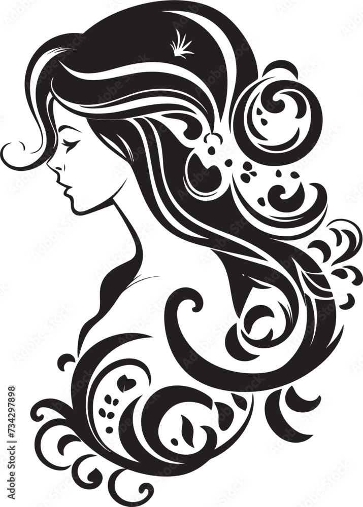 Dark Reflections Intriguing Abstract Vector Design of Black Woman Face Silhouette Serenade Refined Black Woman Face Vector Graphic