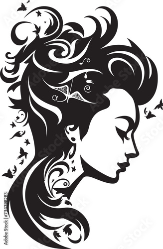 Gothic Grace Stylish Abstract Woman Face Graphic Silent Silhouette Modern Abstract Woman Face Icon