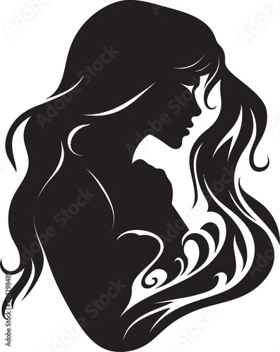 Gothic Goddess Modern Abstract Woman Face Vector Graphic Silent Sophistication Intriguing Black Woman Face Symbol