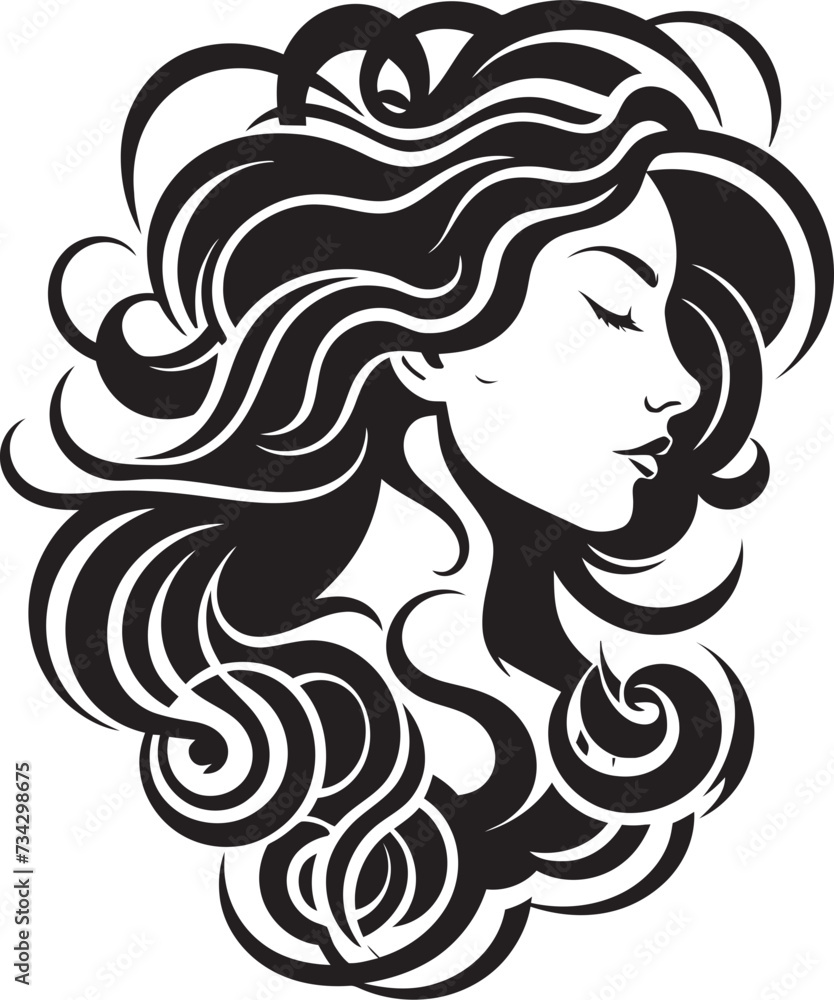 Chic Contours Intriguing Black Abstract Woman Face Obsidian Opulence Stylish Abstract Woman Face Icon