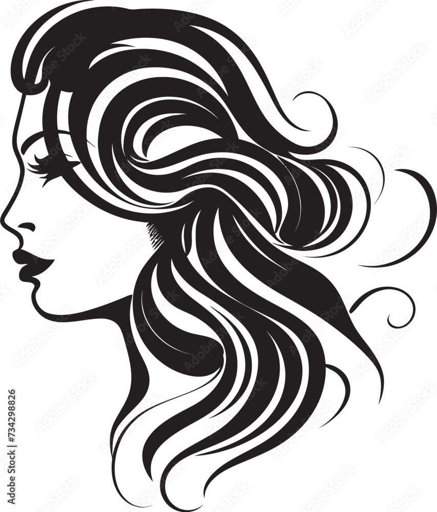 Obsidian Odyssey Minimalistic Black Abstract Woman Face Silhouette Splendor Refined Vector Graphic of Black Woman Face