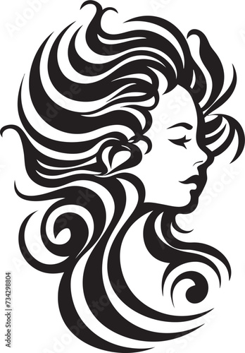 Chic Contrasts Intriguing Abstract Woman Face Graphic Obsidian Opulence Stylish Black Abstract Woman Face Icon