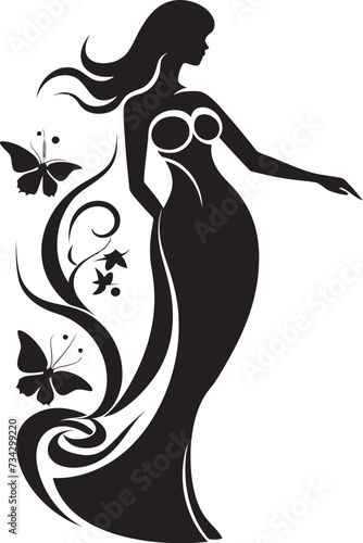 Gothic Glamour Elegant Black Woman Face Vector Art Silent Silhouette Refined Abstract Woman Face Icon